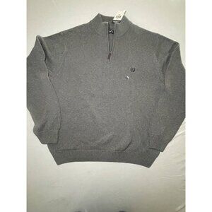 Chaps Mens Grey 1/4 Zip Sweater XXL 100% Cotton Pullover Embroidered Logo New